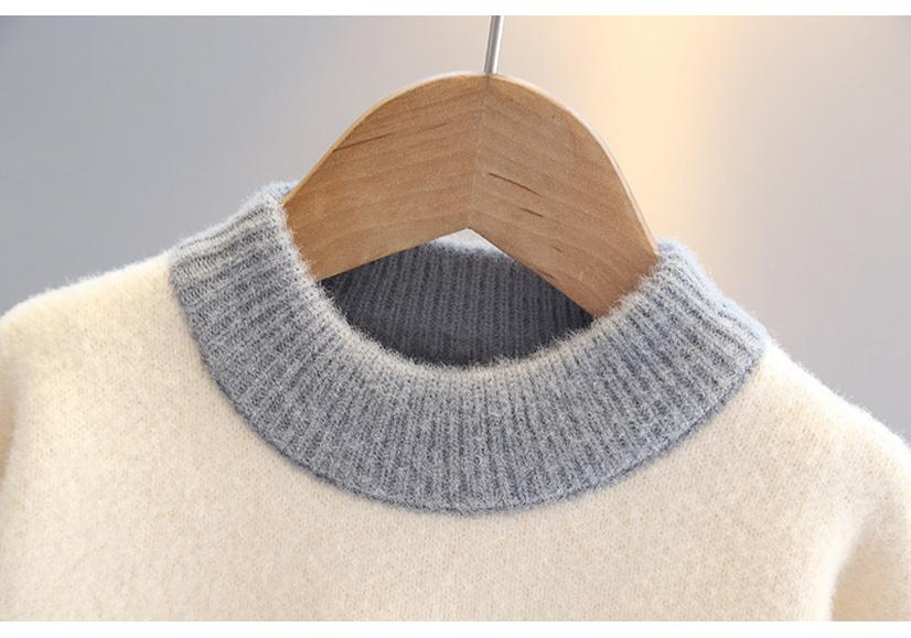 Dicker gestreifter Strickpullover für Kinder - Rundhals-Pullover für Jungen.