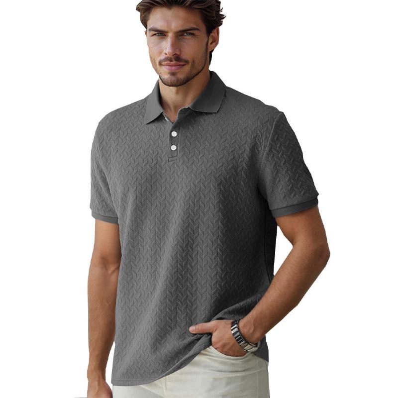 Men's Textured Polo Shirt | Short Sleeve Knit Collar Casual Top