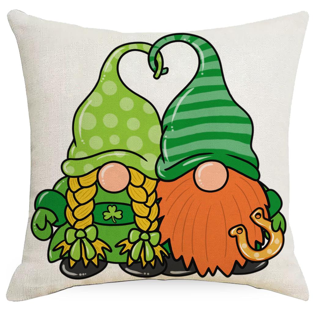 St. Patrick's Day Pillow New Lucky Grass Festival Line Crocodile Pillowcase Home
