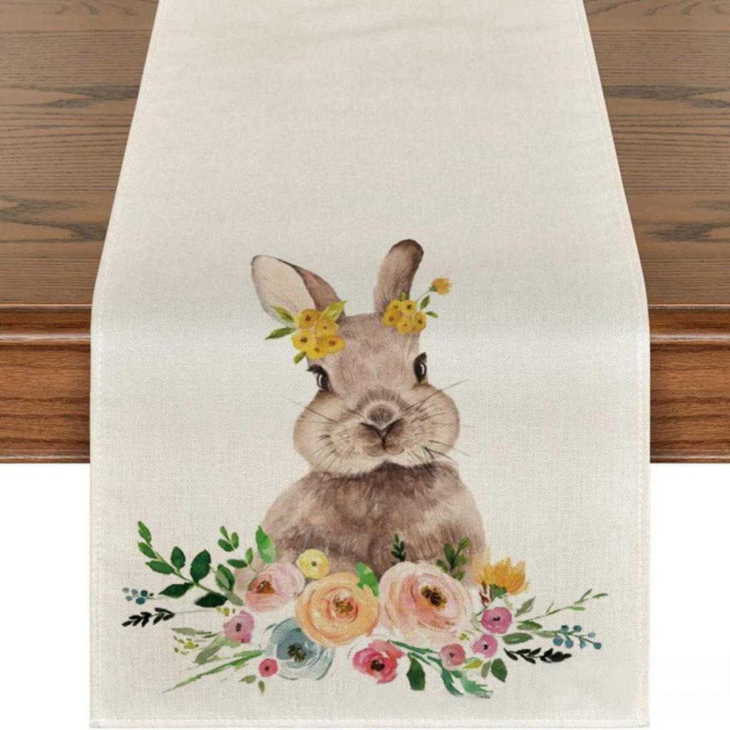 Easter’s Day Table Runner Merry Tablecloth  Holiday Table Decorations