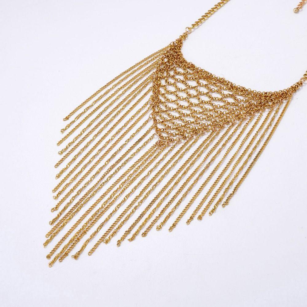 Zinc Zinc Zinc Alloy Multi-Layer Tassel Necklace Non Tarnish Multi Strand Chain Necklace Light Luxury Style
