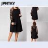 JPNTKY Women's Fashion Solid Color Print Long Sleeve V-Neck Casual Dresses