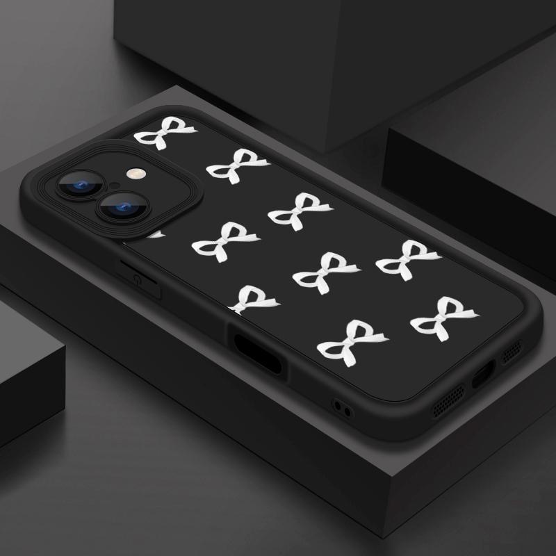 Cover per telefono in TPU opaco con motivo a fiocco per iPhone 16 Pro Max 15 Pro 14 Plus 13 12 11 XS XR 8 7 Protezione obiettivo Antiurto Morbida custodia bumper in silicone