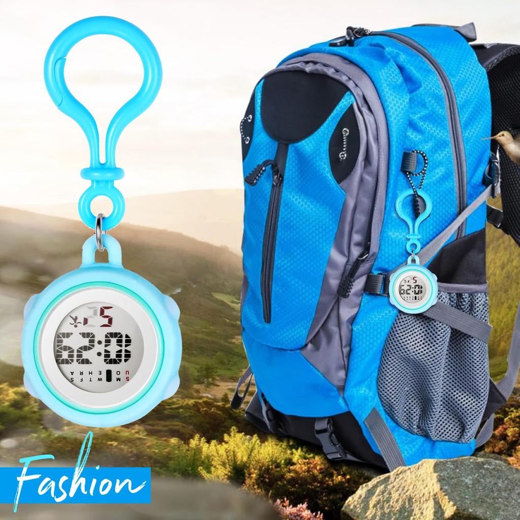 Clip-Uhr, Karabiner-Uhr, Digitalanzeige, Silikon-Schlüsselanhänger-Uhr, Anhänger-Uhr, multifunktionale Taschenuhr, süße Taschenuhr, Krankenschwester-Uhr für den Außenbereich