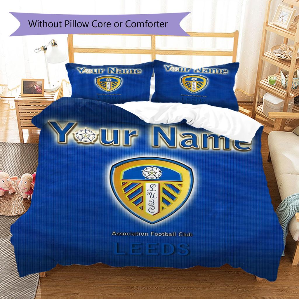 Leeds United Custom Name Pattern Bedding,Quilt Set Quilt Cover Pillowcase Home Birthday Gift(1 * duvet cover + 2 * pillowcase, without core)