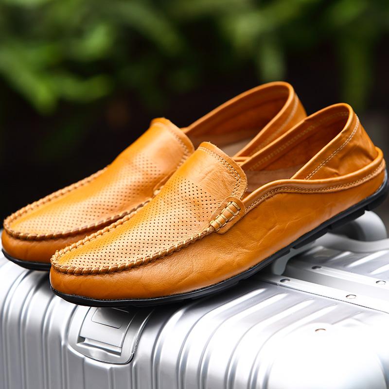 High Quality Genuine Leather Men Shoes Luxury Brand Mens Loafers Slip on Driving Flats Comfy Handmade Moccasins Outdoor Footwear