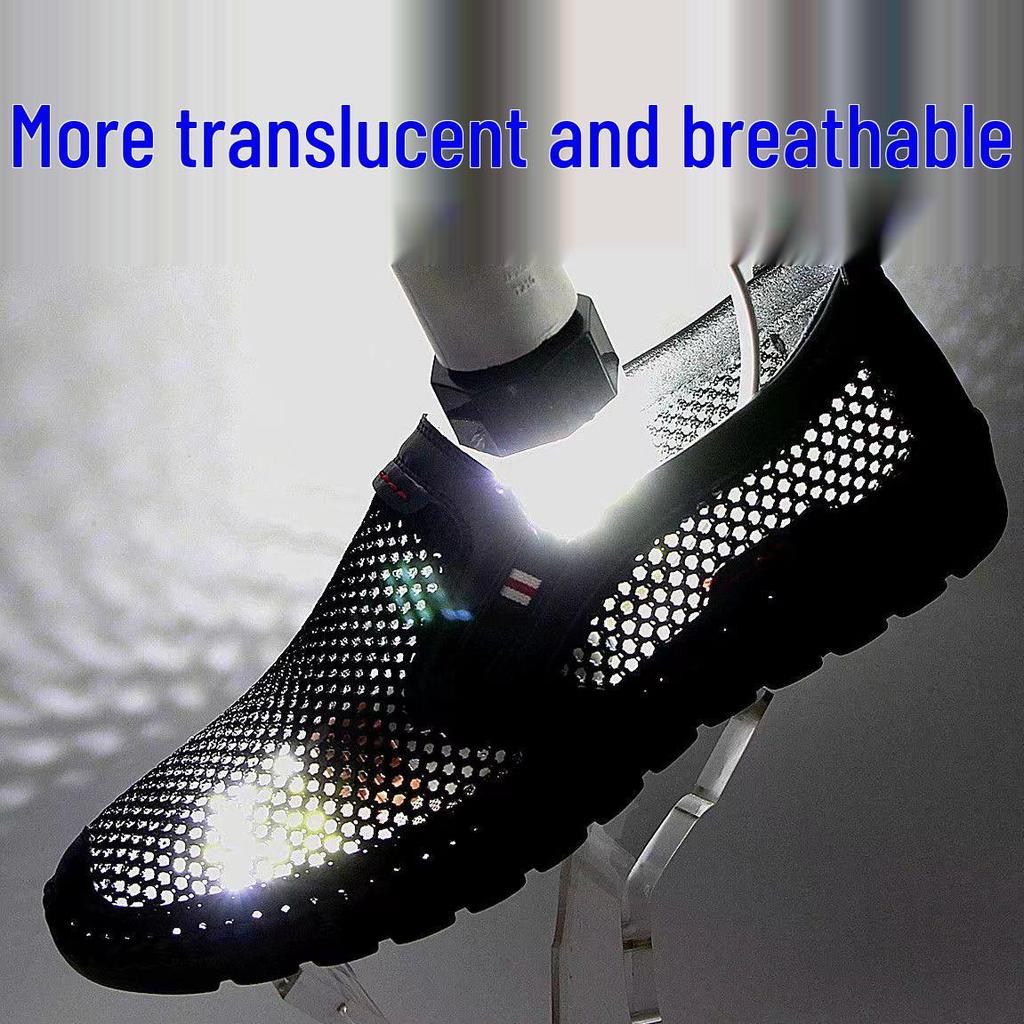 Men's Breathable Soft Leather Mesh Slip-on Shoes for Summer