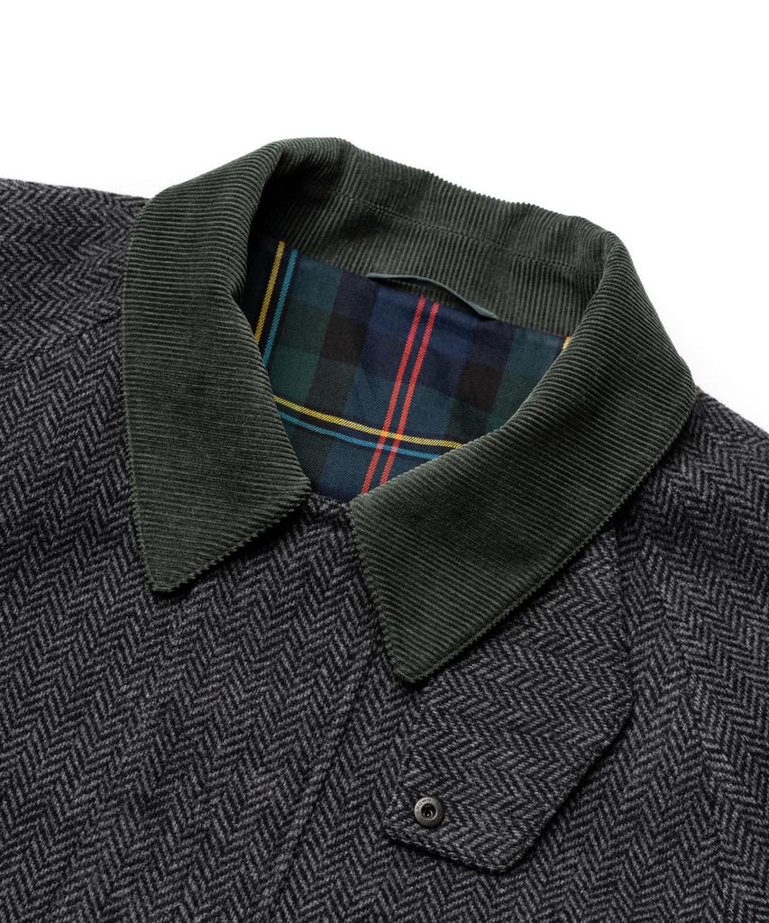 Edinburgh Club Wool Blended Herringbone Mid Hunting Jacket [C/Grey]