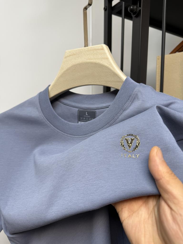 260GSM men's summer T-shirt, Korean fashion, loose short-sleeved basic T-shirt, solid T-shirt, Unisex large-sized T-shirt