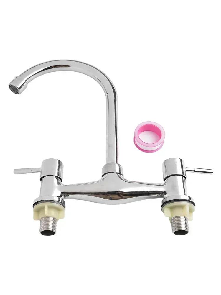 Chrome Hot And Cold Mixing Faucet Hole Deck Kitchen Sink Solid Brass Chrome Construction Applicable Scenario Applicable