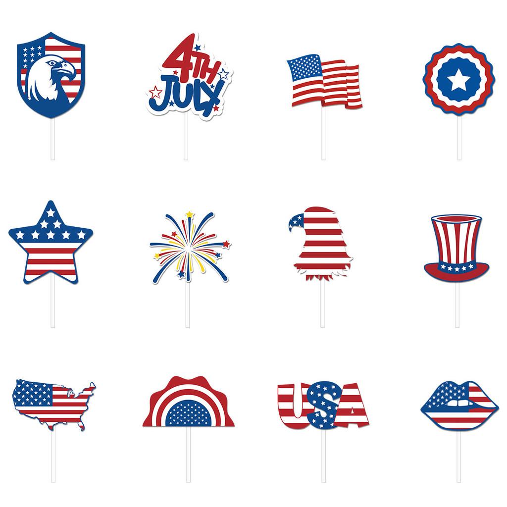 Usa Day Independence Flag Cake Insert Card For Party Table Dessert Decoration