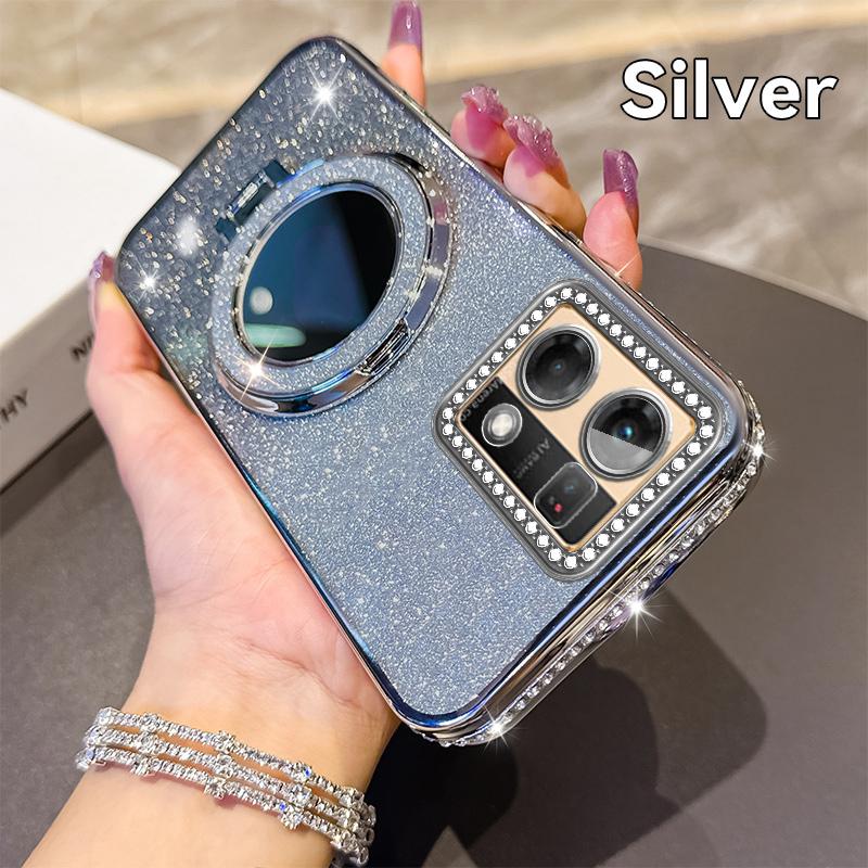 For OPPO Reno 12 12F 13F Luxury Magnetic Plating Stand Shockproof Glitter Phone Case For OPPO Reno 12 Bling Cover Reno 13F Cases