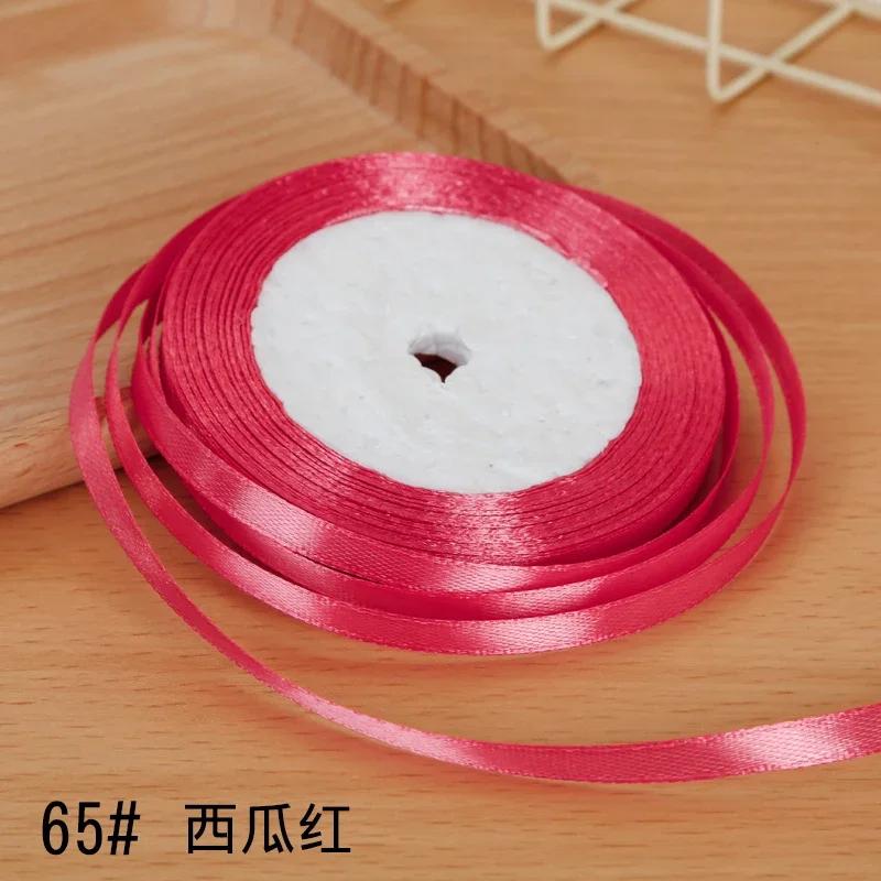 6mm Satin Ribbon DIY Artificial Silk Material Christmas Halloween Wedding Birthday Party DecorationHandmade Bows Gift Wrapping