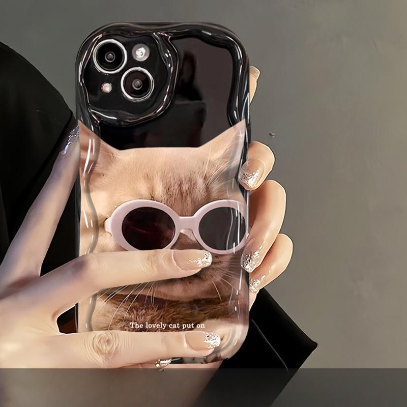 Applicable To Apple 14promax Mobile Phone Case Couple IPhone 13 Sweet and Cool Sunglasses Cat and Dog 11/12 Mini Anti-fall