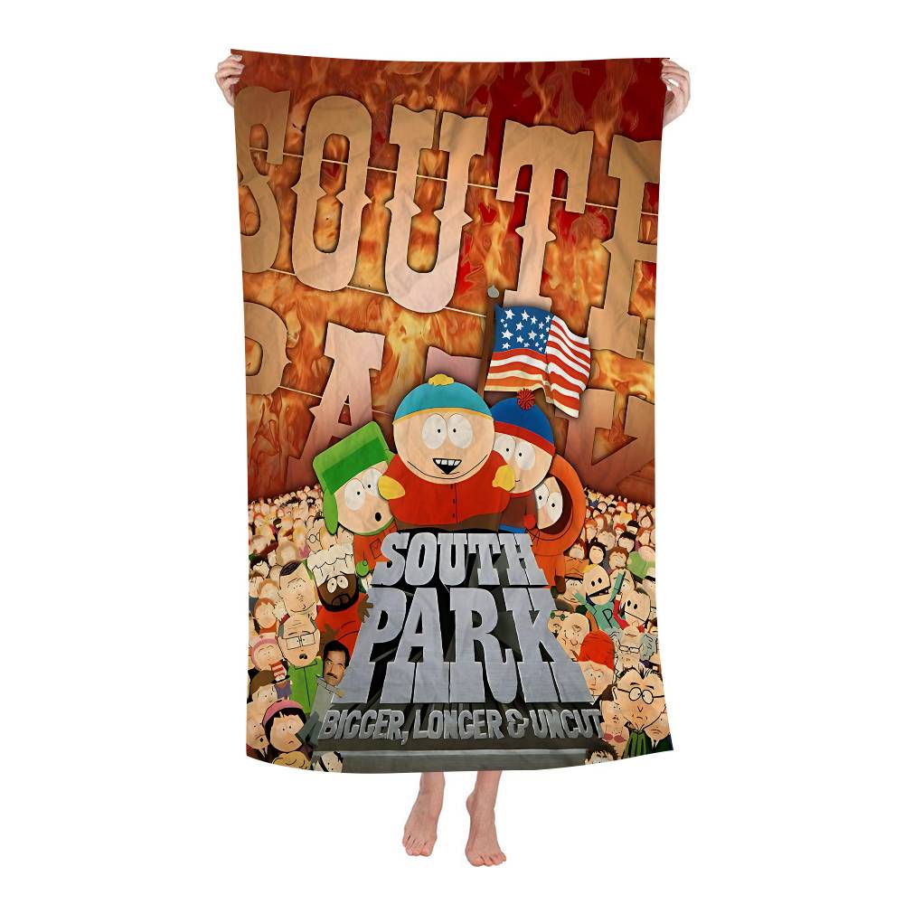 Amine S-South Cartoon P-Park Beach Towels Shower Towel Sauna Travel Spa Microfiber Quick Dry Gym Accessories Cute Room Decor