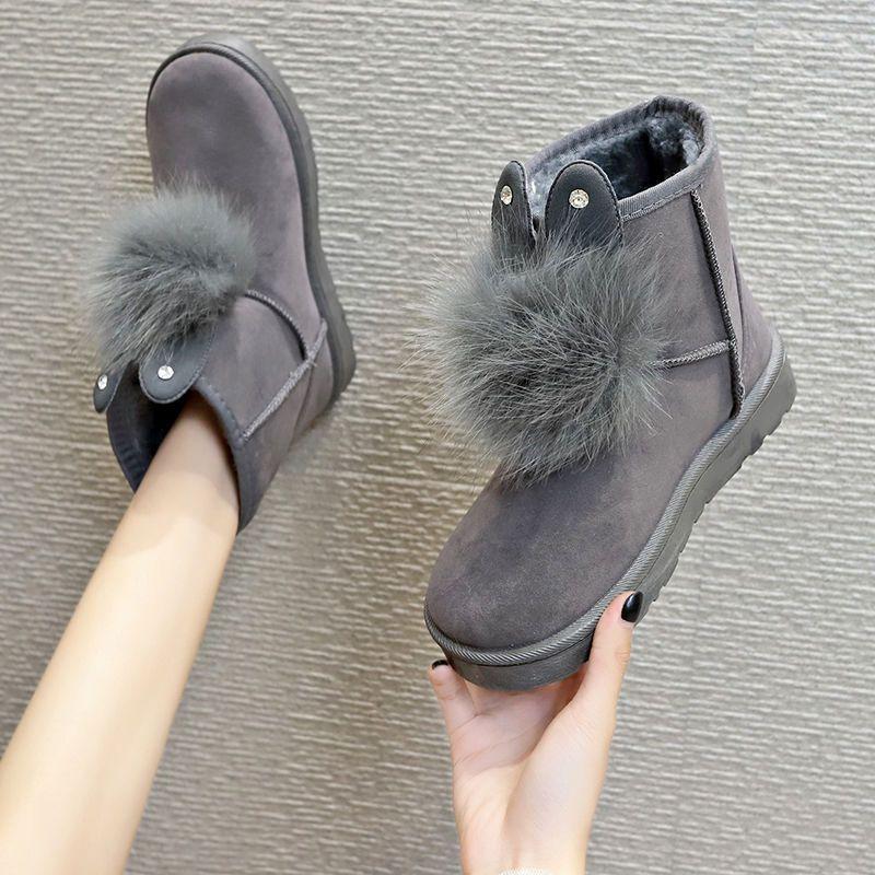 Fashion Large Size Warm Platform Woman Shoes Pearl Fleece-lined Round Toe Snow Boots for Women Fashion Trend 2025 Footwear on Promotion