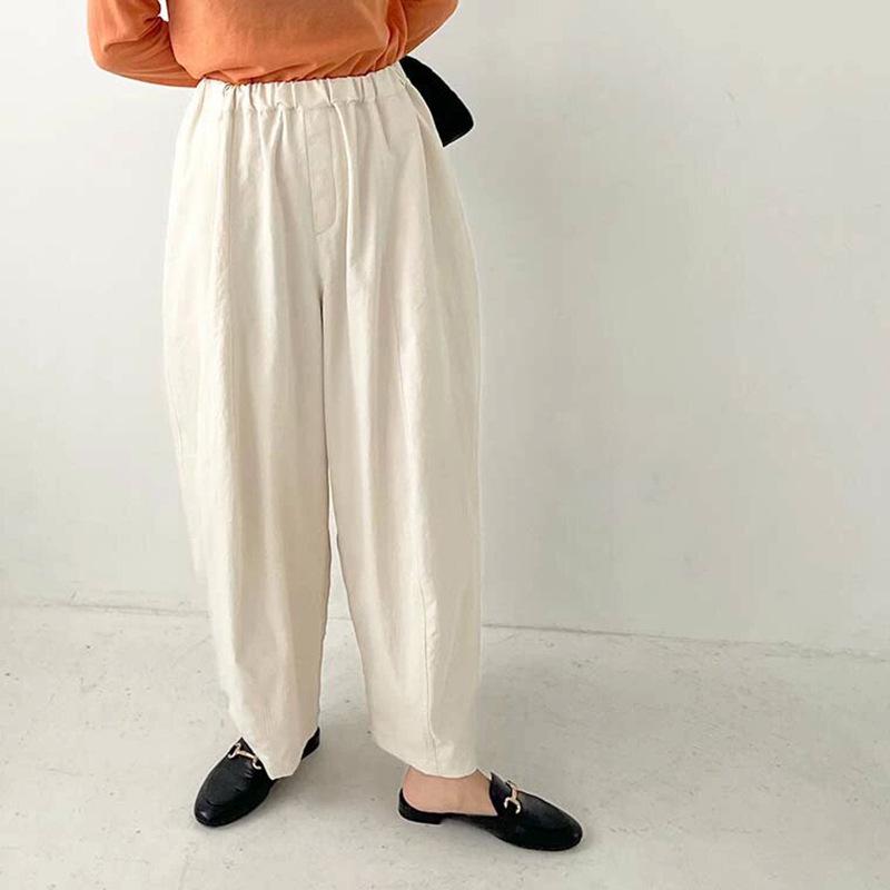 

Autumn Casual Loose Wide-Leg Pants: Simple Solid Color, Japanese & Korean Style L брудно-білий