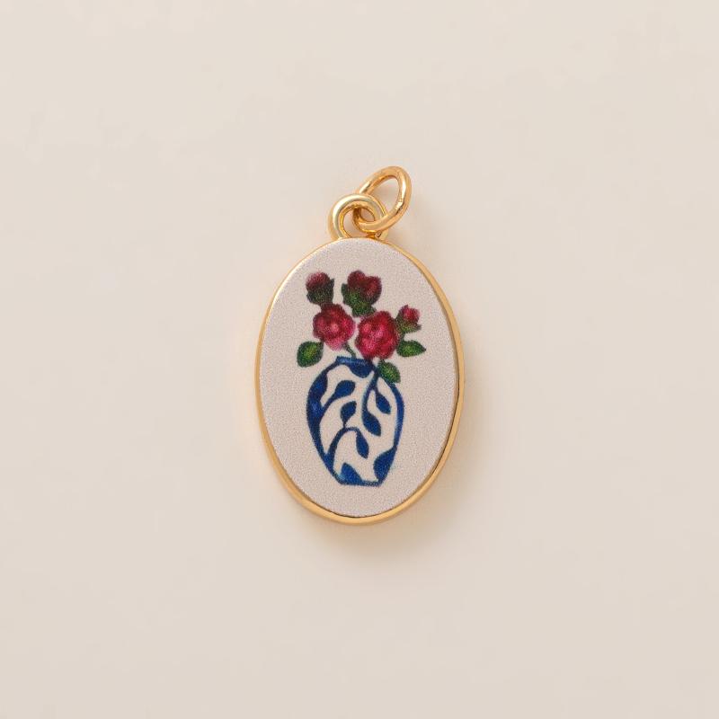 Simple And Versatile Color Blocking Butterfly Love Flower Diy Pendant Accessories Gold-Plated Color Preservation