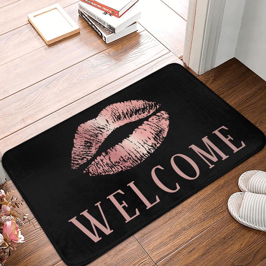 Rose Gold Glitter Sparkle Eyelashes Doormat Non-Slip Kitchen Bath Mat Living Room Door Floor Entrance Carpet Rug