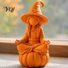 3D Printed Pla Ornaments Meditating Witch Figurine on Pumpkin Base, Minimalist Personalized Holiday Party Decor Halloween Autumn Desktop Statue,