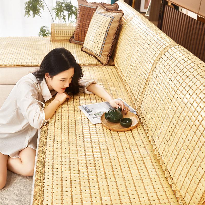 Sommer Bambusmatte Sofakissen Rutschfestes Kühlpad Chinesische Sofamatte für das Wetter