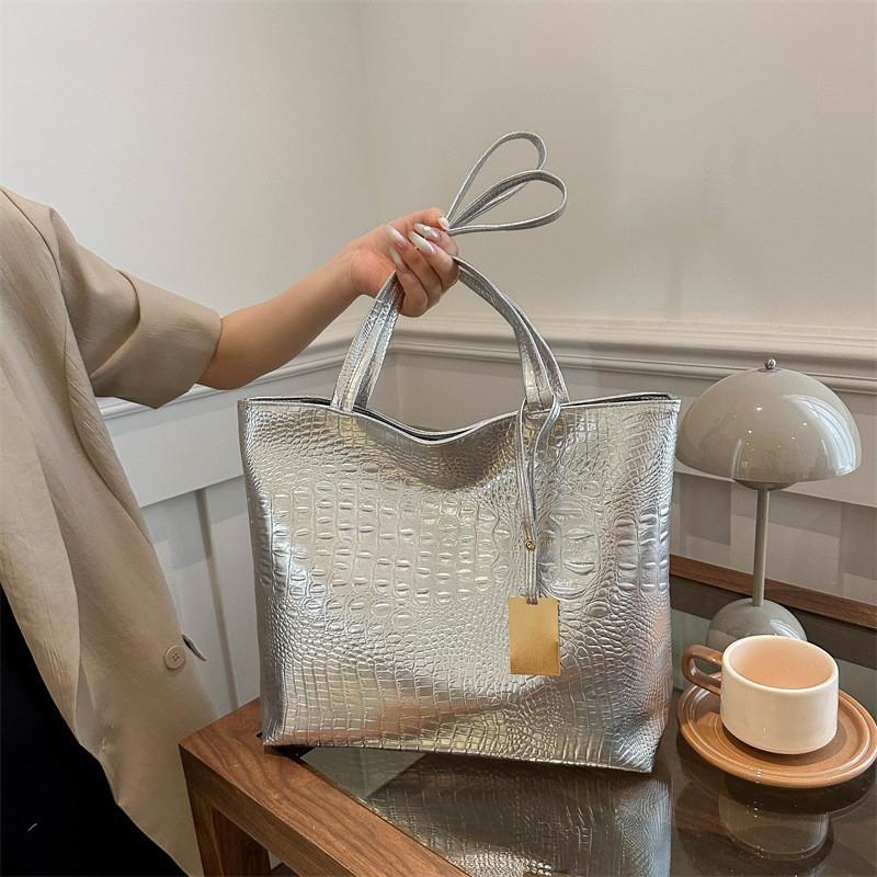 Stylish Large Capacity Solid Color Tote Bag Fashionable Korean Shoulder Bag For Women