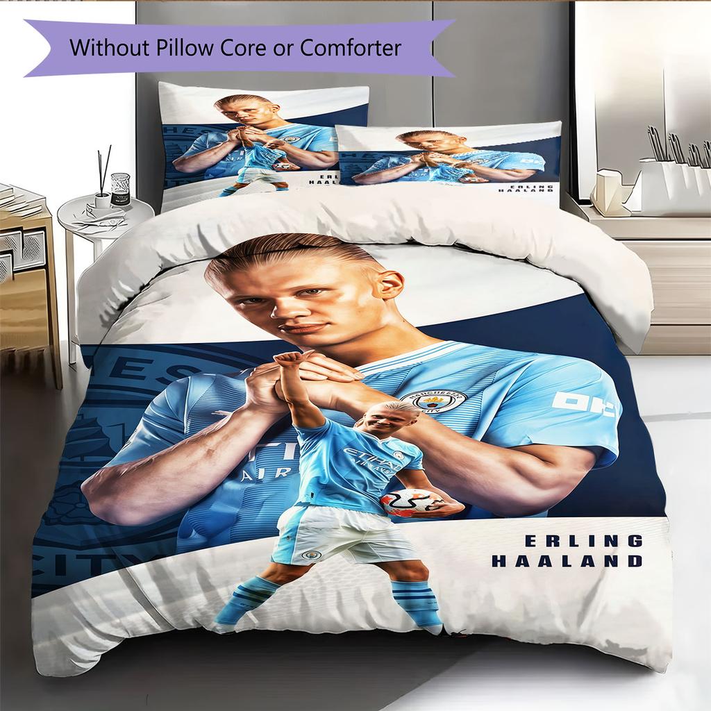 Erling Haaland Set Copripiumino Matrimoniale Coperta Federe Decorazione Casa Regalo di Compleanno (1 * copripiumino + 2 * federa, senza nucleo)
