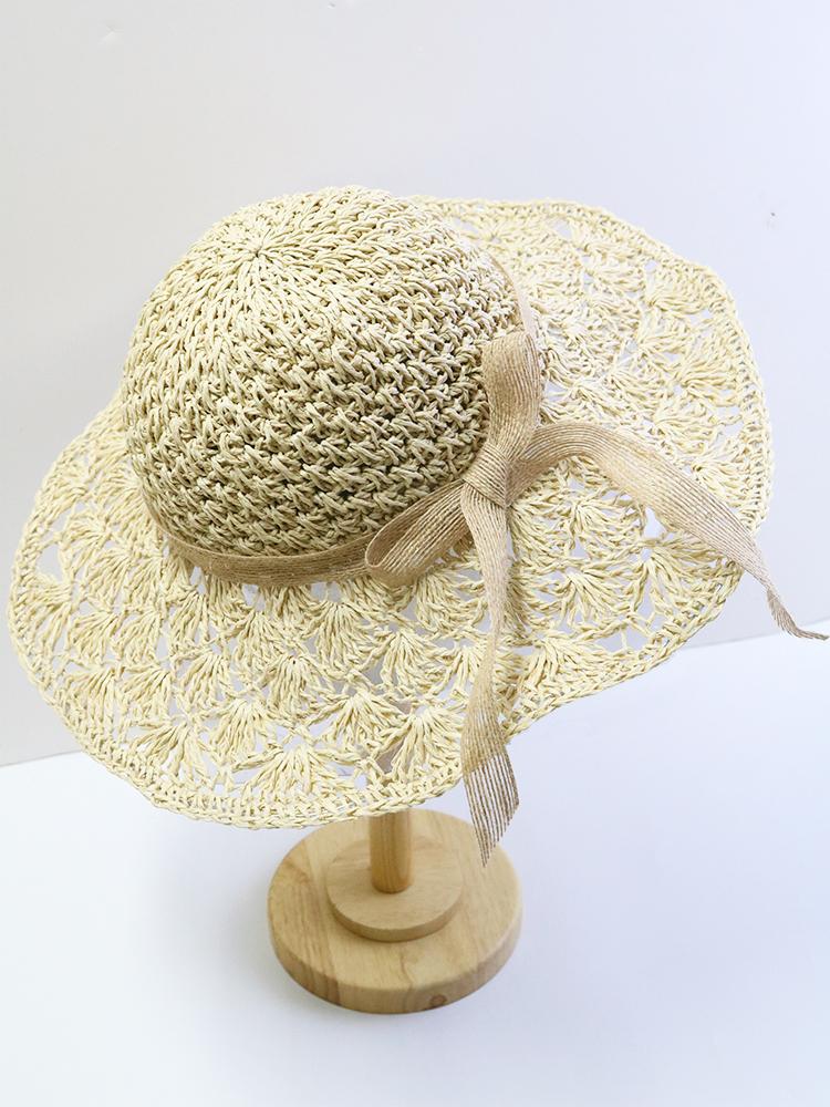 Handwoven Straw Sun Hat – Women’s Summer Wide-Brimmed Foldable Panama Hat with Bow Accent, UV Protection for Beach & Outdoor Wea