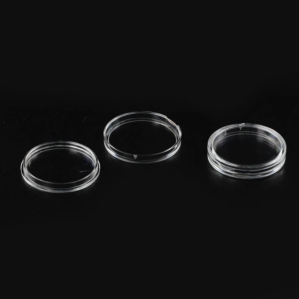 100 Stück Münzhalter Transparent 26mm Zubehör Boxen Etui Sammlung Sicherheitsaufbewahrung Werkzeuge Klarer Behälter Bastelgeschenke Kunststoff