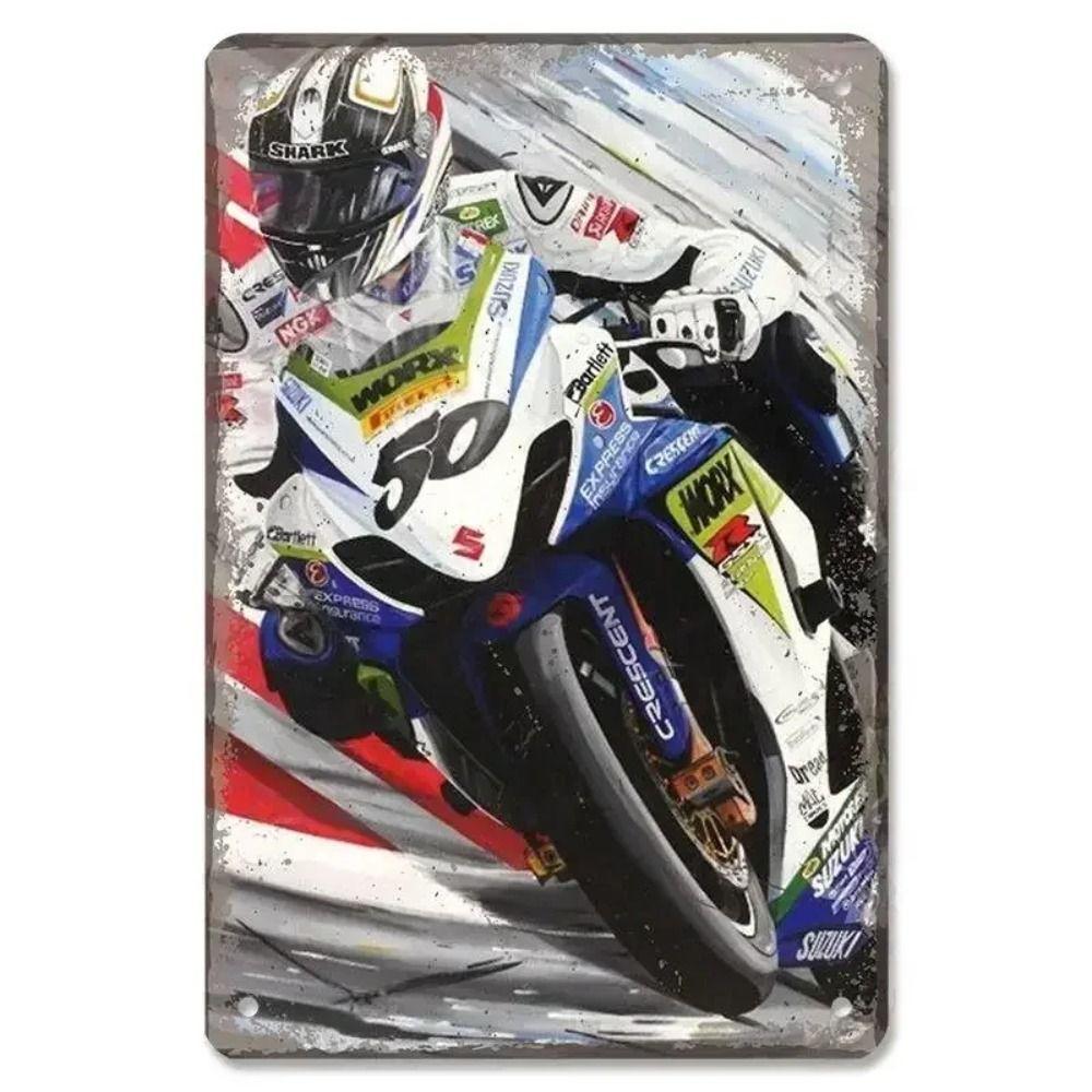 Placca in Latta Vintage Moto, Decorazione Garage Officina Dacha 20x30cm