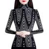 Houndstooth Long Sleeve Women's Top - Autumn/Winter Fashion Base Layer