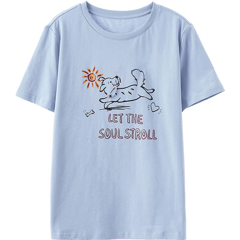 Betu Women s Hand-painted Print Short-sleeved T-shirt S
