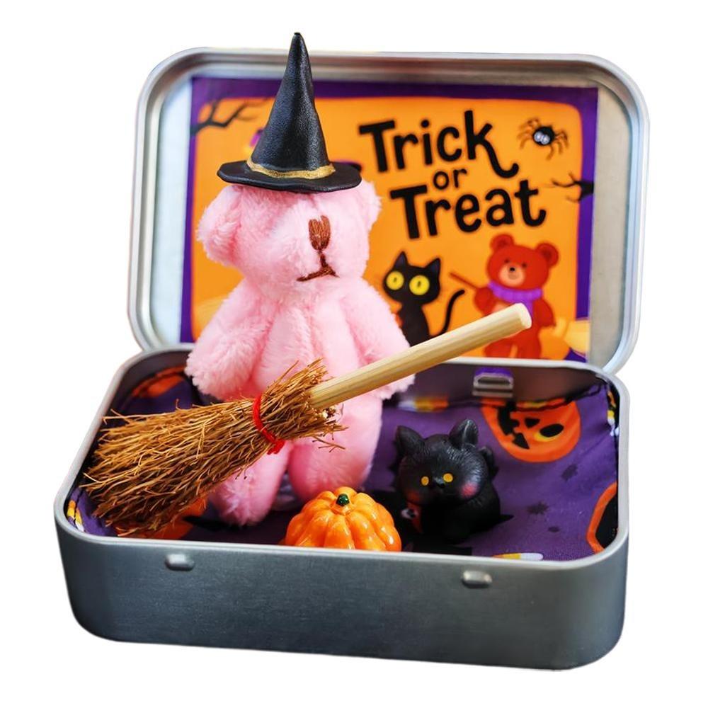DIY Halloween Bear Gift Box Handmade Trick or Treat Halloween Bear In a Box with Witcher Miniature Perfect Creativity
