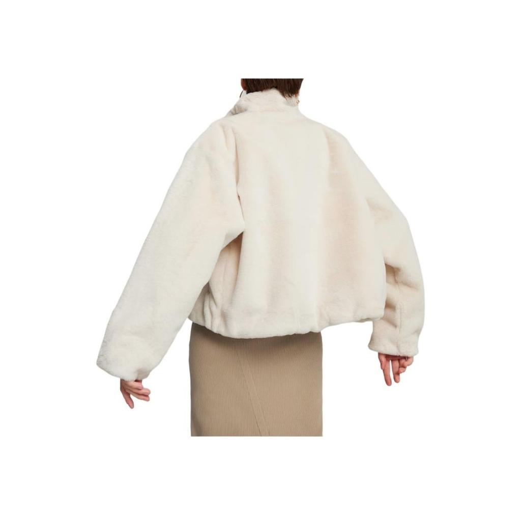 Puma Solid Color Stand Collar Loose Long Sleeve Jacket Women Jackets White 626517-87