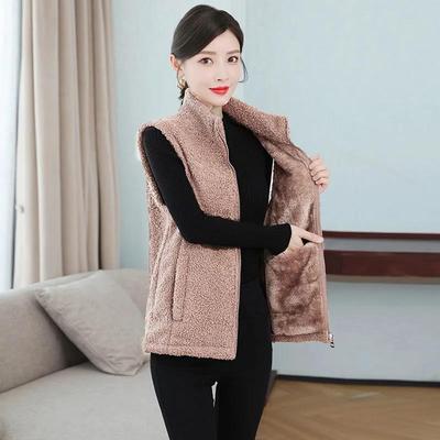 Chaleco de lana de cordero corto para mujer, abrigo grueso y cálido para todo partido, otoño e invierno