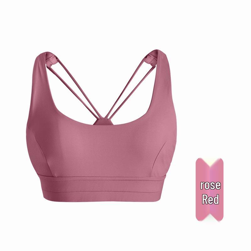 

Женский ударопрочный спортивный бюстгальтер - Регулируемый, быстросохнущий жилет для йоги с привлекательным дизайном спины Medium розы красного