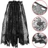 BESTOYARD Halloween Lace Window Curtain with Spider and Bats Design, Sheer Curtain for Indoor, Lampshade, Fireplace Cloth, Spooky Ghost Festival