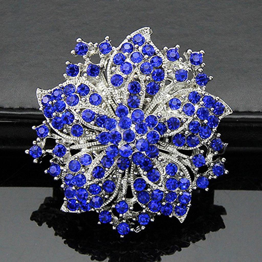 Ny ny design Cluster Rhinestones Round Blossom Flower Crystal Silver Pläterad Broscher Pin
