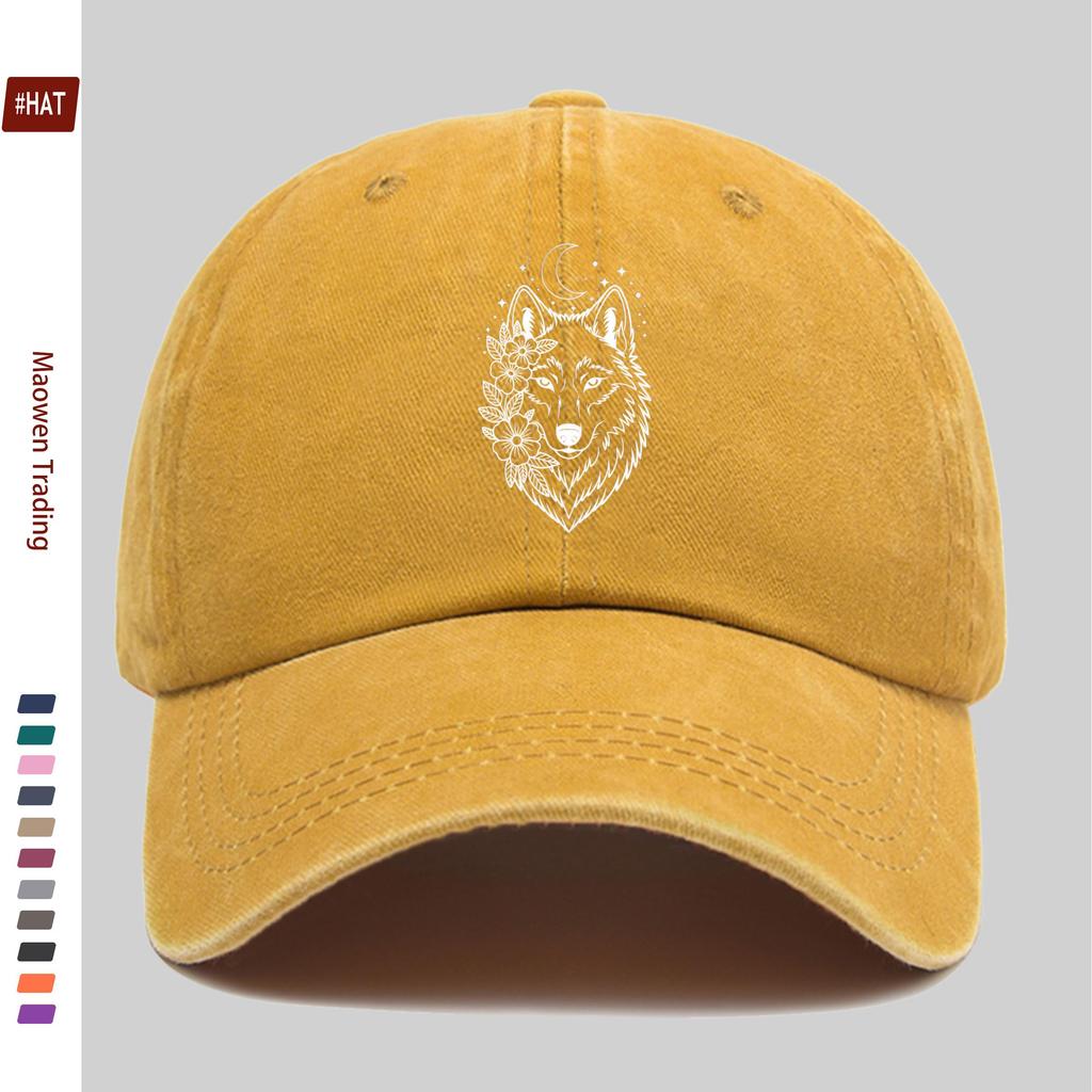 pc Minimalist Line Wolf Head Pattern Print Baseball Cap with Pink Bow Print Design Sun Hat Comfortable And Lightweight Trucker