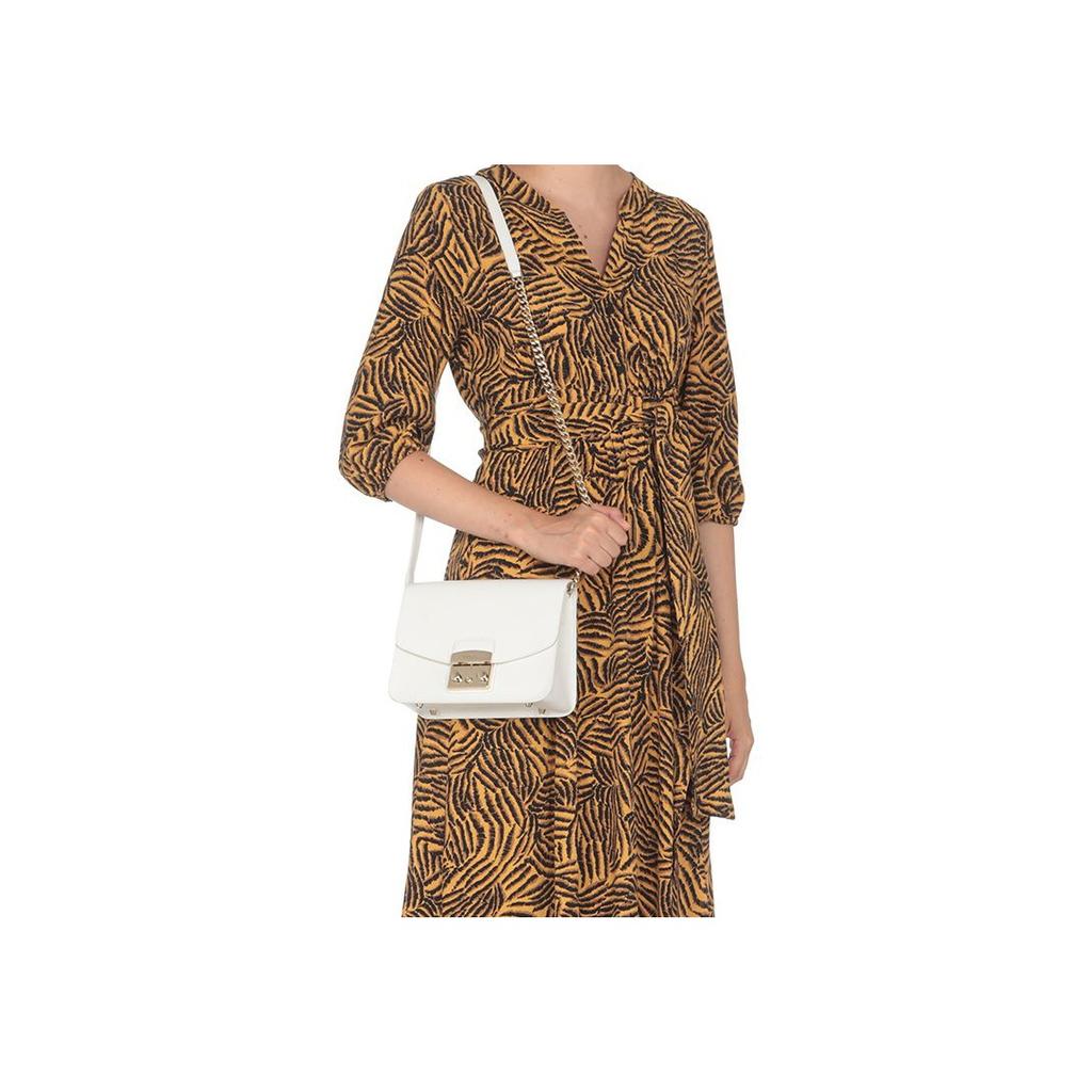 New Furla Metropolis Collection Calfskin Small Square Bag, Crossbody Bag, Shoulder Bag Small Women's Pure White WB00244-ARE000-01B00