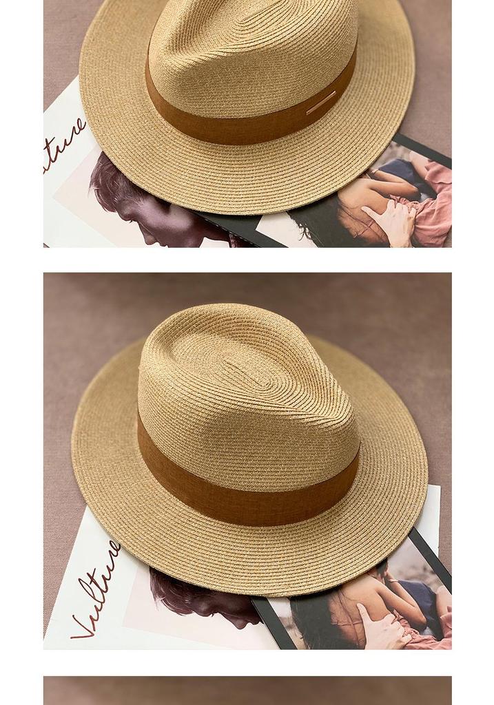 Unisex Panama Straw Hat: Adjustable Jazz Topper with Large Head Circumference, Sunshade, and UV Protection - Trendy All-Match Design.