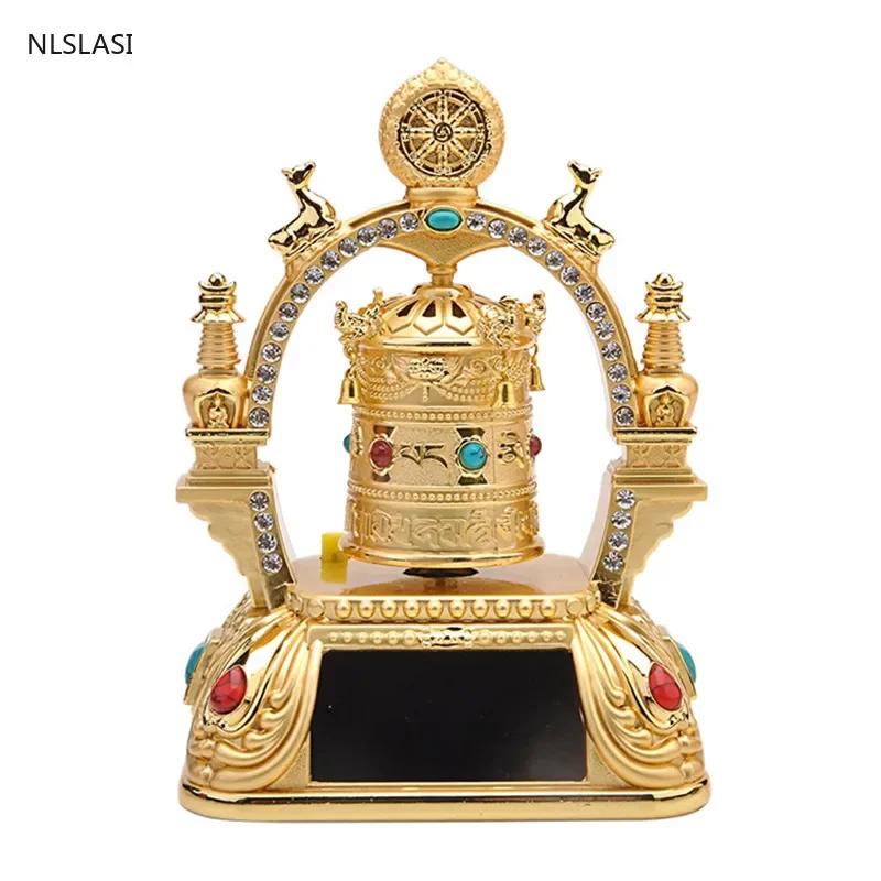 Creativitate Aliaj de zinc Decor interior auto Roată de rugăciune Binecuvântare pace Bani noroc Avere Casă Birou Desktop Meșteșuguri Ornamente