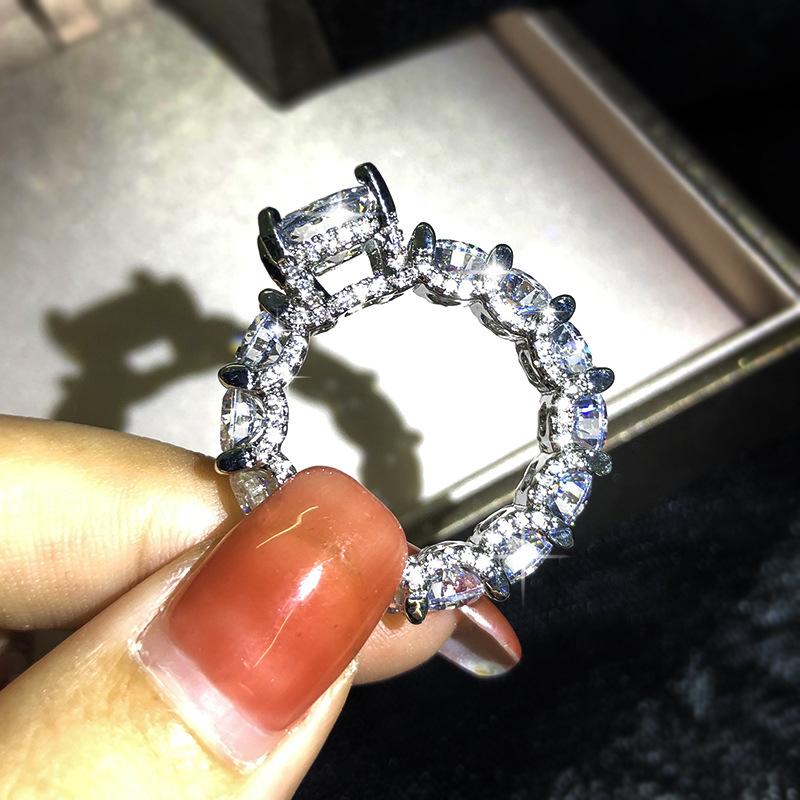 European and American Gold Plated Square Zircon Diamond Rings for Women's Wedding Rings