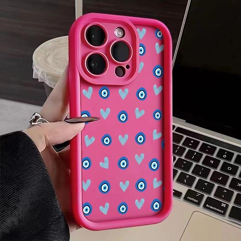 Phone Case Blue Heart-shaped Eyes Pattern For iPhone 17 16 Pro Max 11 13 12 14 15 8 7 Plus XS XR X 16E 17E Shockproof Soft Cover