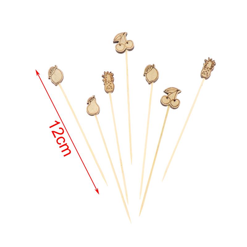 100pcs 9/12cm Bamboo Food Picks Buffet Cupcake Fruit Fork Party Cake Dessert Salad Vegetable Sticks Cocktail Toothpick Skewer