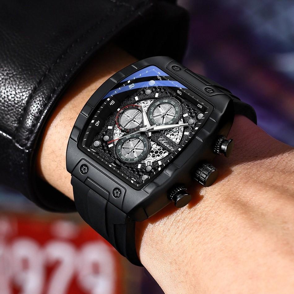 Watch Men's Watch Multifunctional Watch Silicone Strap Sports Wind Waterproof Six-Pin Calendar Quartz Watch