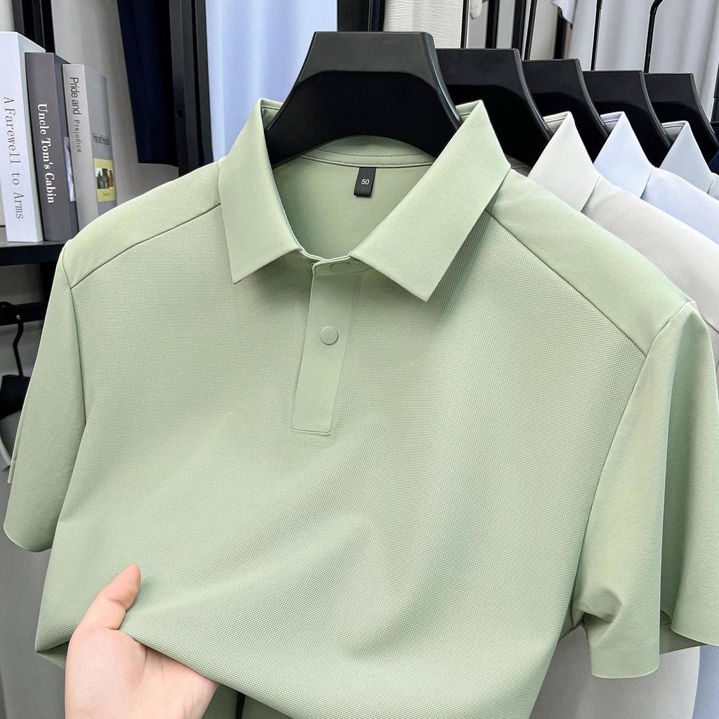 2026 Herren Sommer Kurzarm Kühl Sonnenschutz Poloshirt - Lässig und Vielseitig Einfarbige für Pendler mittleren Alters