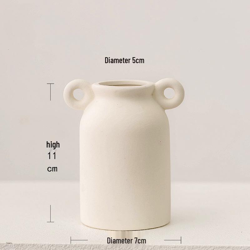 Nordischer Weißer Kleiner Weinschrank Vase: Einfaches Blumenarrangement für Wohnzimmer oder Schreibtischdekoration