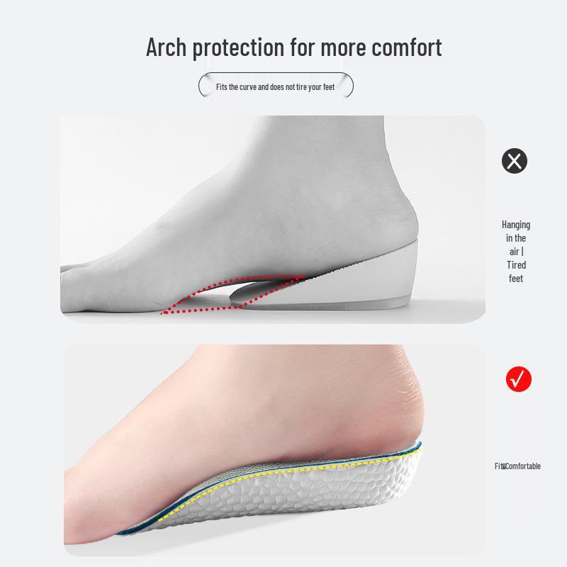 Unisex Arch Support Heightening Insoles: Soft, Breathable, Shock-Absorbing Pads for All-Day Comfort