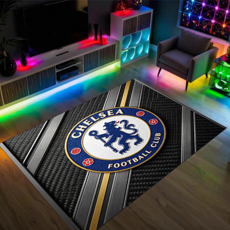 Tappeto in Velluto di Cristallo Design Chelsea FC Accogliente Non?Tappeto Stampato Antiscivolo per Camera da Letto Soggiorno Ingresso